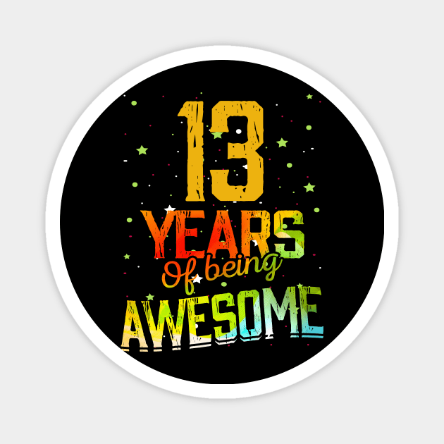 13th Anniversary Gift Vintage Retro 13 Years Of Being Awesome Gifts Funny 13 Years Birthday Men Women Magnet by nzbworld